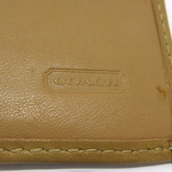 Auth COACH Signature - Beige Light Brown Jacquard Leather Long Wallet - Picture 6 of 13
